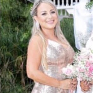 Long Petite Dress, rose gold